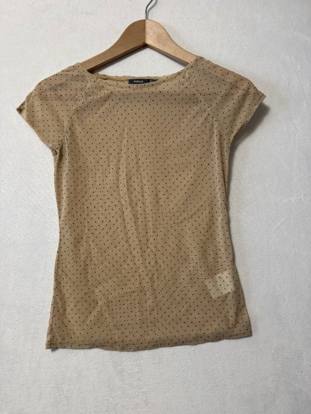 4/25 Mexx Tan Polka Dot Short Sleeve Top
